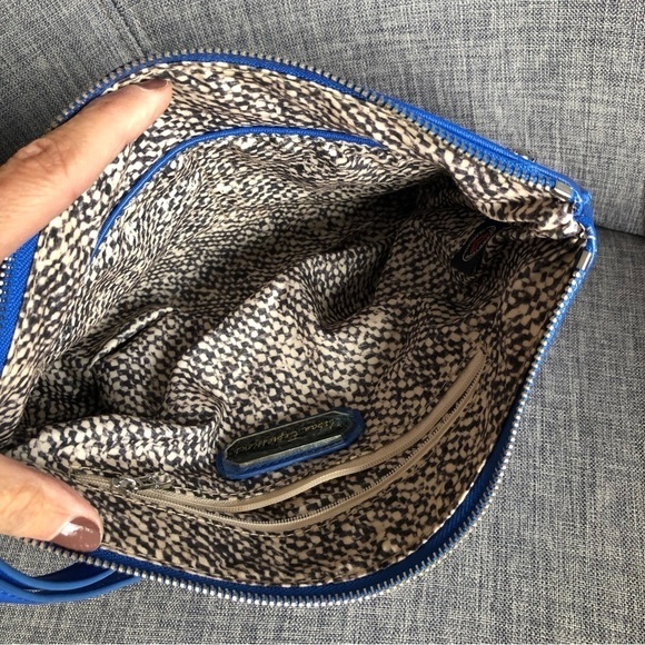 Cobalt blue faux leather crystal embellished wristlet clutch - Picture 7 of 9